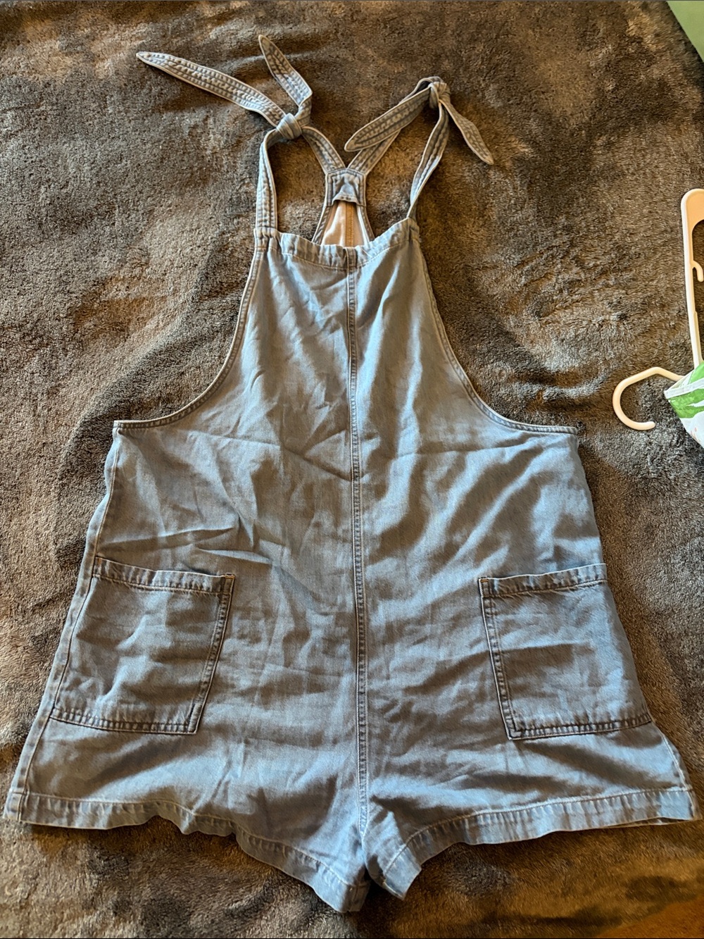 Light Blue Denim-Style Tie-Strap Romper